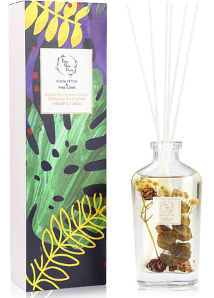 Orelune Botanical Reed Diffuser Sets - (EUCALYPTUS PINE CONE) - 140ML /4.73 fl OZ Gift Box - Fragrance for Long Lasting Fragrance for Office Living Room Home Decor & Gifts