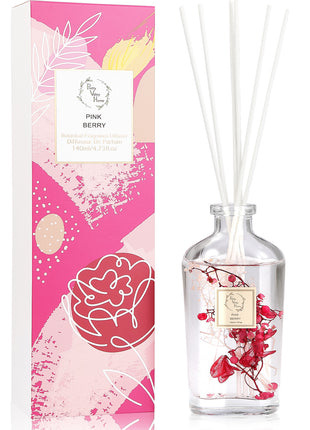 Orelune Botanical Reed Diffuser Sets - (PINK BERRY) - 140ML /4.73 fl OZ Gift Box - Fragrance for Long Lasting Fragrance for Office Living Room Home Decor & Gifts