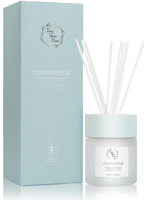 Orelune Reed Diffuser Sets -(OCEAN BREZZE) - 100ML/3.38 FI Oz Gift Box Fragrance for Long Lasting Fragrance for Office Living Room Home Decor & Gifts