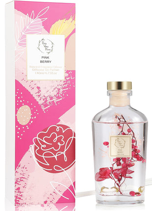 Orelune Botanical Reed Diffuser Sets - (PINK BERRY) - 140ML /4.73 fl OZ Gift Box - Fragrance for Long Lasting Fragrance for Office Living Room Home Decor & Gifts