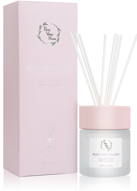 Orelune Reed Diffuser Sets -(White Peach & Oolong) - 100ML/3.38 FI Oz Gift Box Fragrance for Long Lasting Fragrance for Office Living Room Home Decor & Gifts