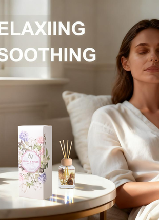 Orelune 3.4 fl oz Reed Diffuser Set (Peony & Roses) Long-Lasting Scented OIl Dlffuser for Bedroom Decor