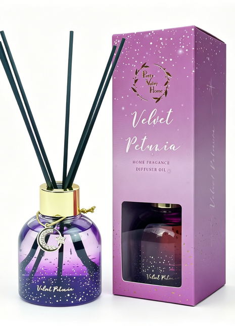 Orelune Reed Diffuser Moon Myth Sets - (Velvet Petunia) - 80ml (2.71 fl oz) Fragrance for Long Lasting Fraarance for Office Living Room Home Decor & Gifts