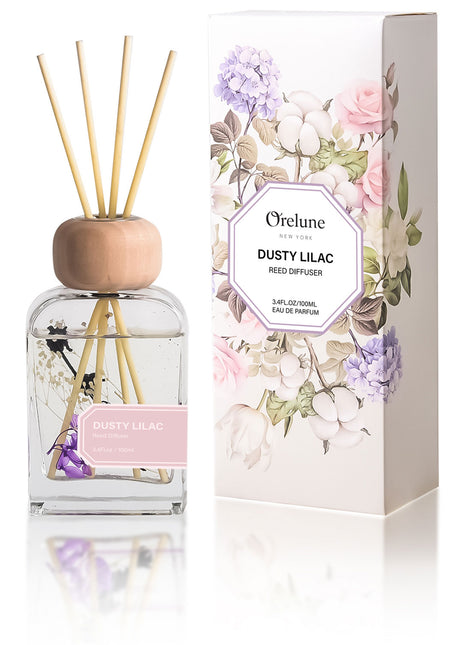 Orelune 3.4 fl oz Reed Diffuser Set (Dusty Lilac) Long-Lasting Scented OIl Dlffuser for Bedroom Decor