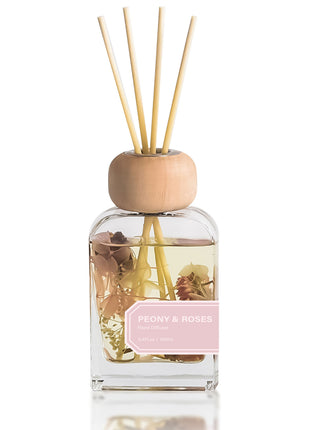 Orelune 3.4 fl oz Reed Diffuser Set (Peony & Roses) Long-Lasting Scented OIl Dlffuser for Bedroom Decor