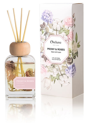 Orelune 3.4 fl oz Reed Diffuser Set (Peony & Roses) Long-Lasting Scented OIl Dlffuser for Bedroom Decor