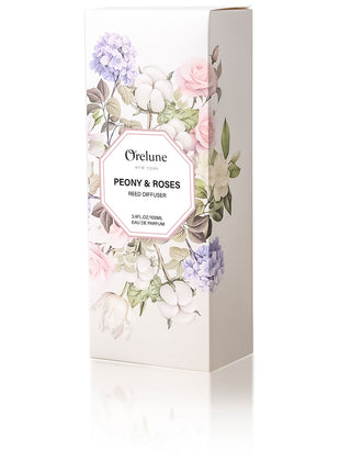 Orelune 3.4 fl oz Reed Diffuser Set (Peony & Roses) Long-Lasting Scented OIl Dlffuser for Bedroom Decor